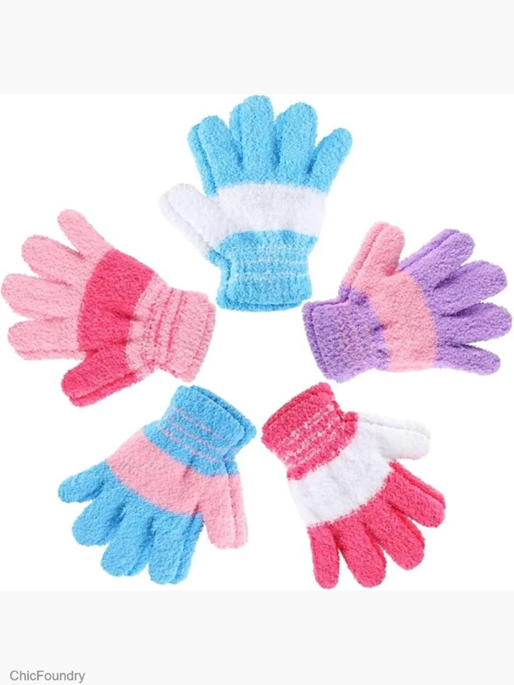 5 Pairs Kids Knitted Gloves Winter Mittens for Boys Girls Daily Supplies